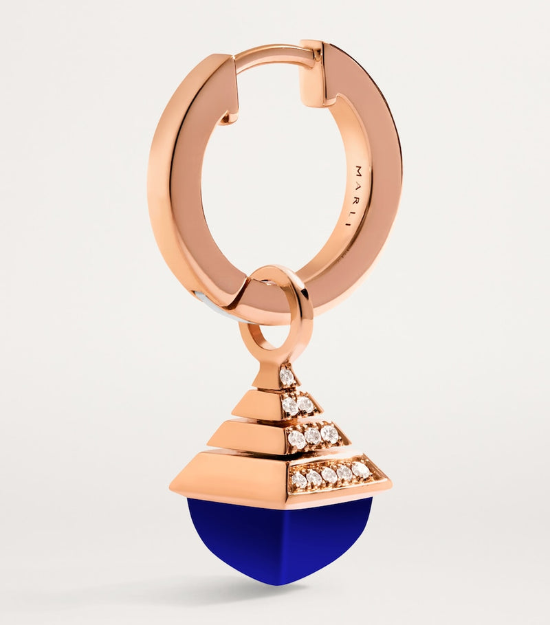 MARLI New York rose gold diamond lapis lazuli drop earrings, UK version