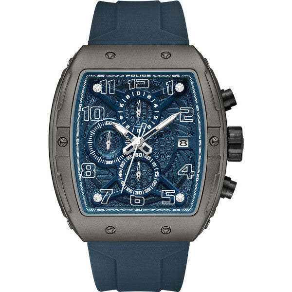 Police Blue Mens Coswig Watch silicone strap alloy casing (British brand)