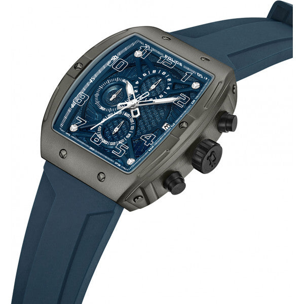 Police Blue Mens Coswig Watch silicone strap alloy casing (British brand)