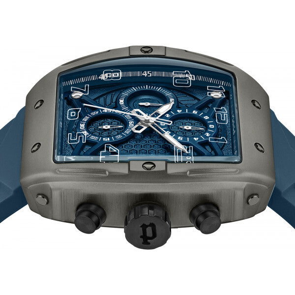 Police Blue Mens Coswig Watch silicone strap alloy casing (British brand)