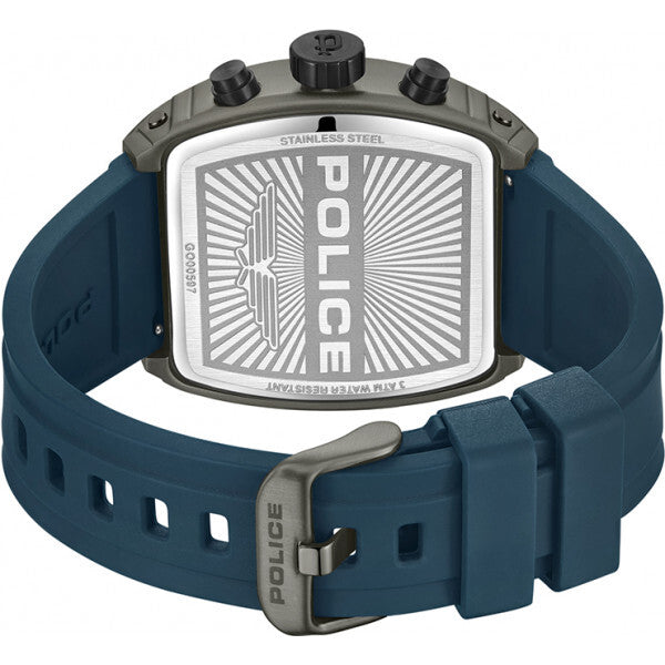 Police Blue Mens Coswig Watch silicone strap alloy casing (British brand)