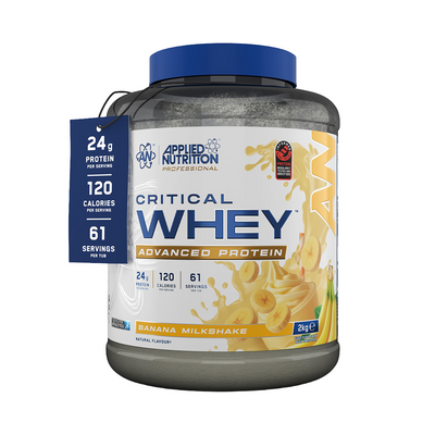 Holland & Barrett Applied Nutrition Critical Whey Professional Protein Banana Milkshake 2kg (67 Servings)- Buy online at McGrocer