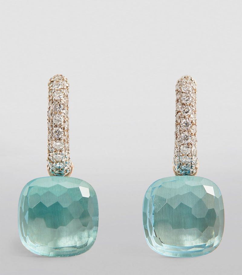 Pomellato Nudo topaz drop earrings in rose gold, imported from the UK