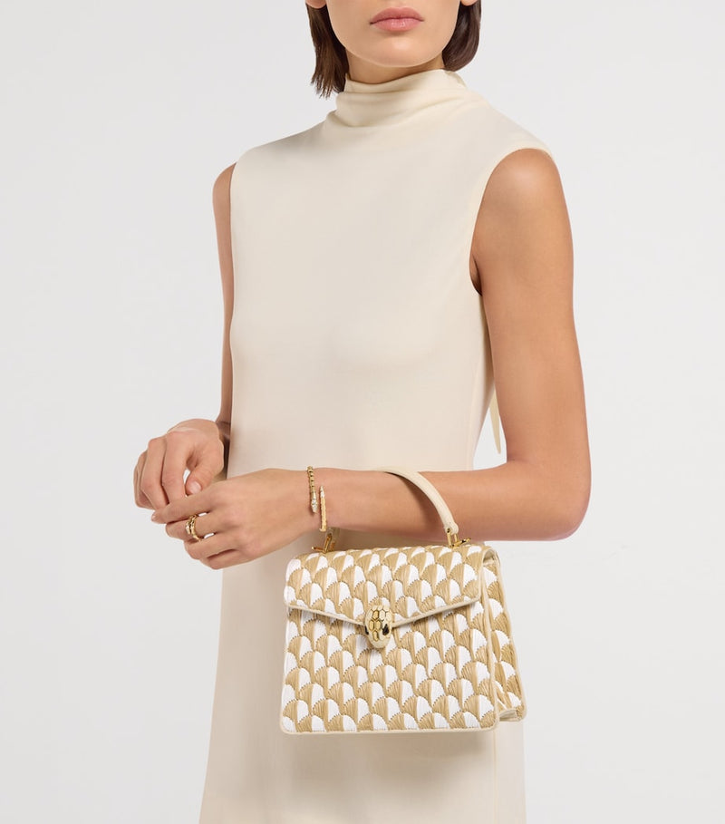 Bvlgari Serpenti Forever top-handle bag medium Calla raffia - British product