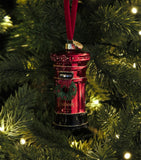 Harrods post box tree decoration with holly wreath 10cm, imported from the UK