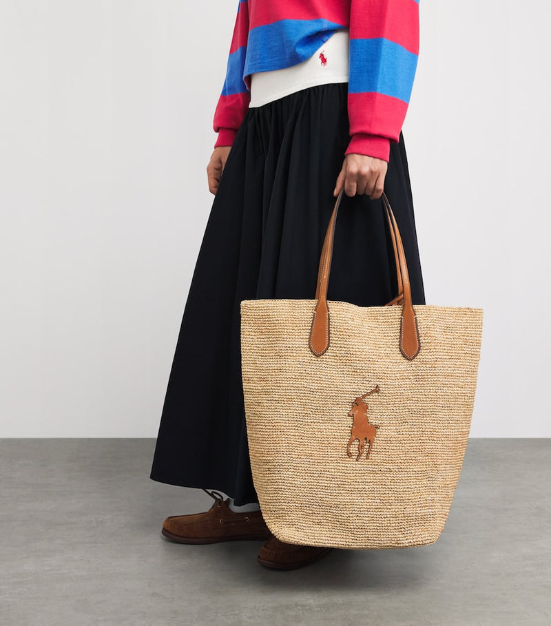 Polo Ralph Lauren large raffia Big Pony tote bag, UK version