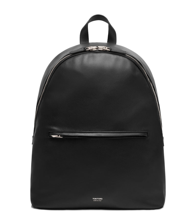 Tom Ford leather backpack in smooth calfskin with silver-tone hardware (British brand)