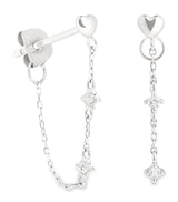 Harrods Astrid & Miyu White Gold and Topaz Heart Chain Earrings- Buy online at McGrocer