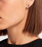 Suzanne Kalan yellow gold emerald diamond earrings 7x4mm, imported from the UK