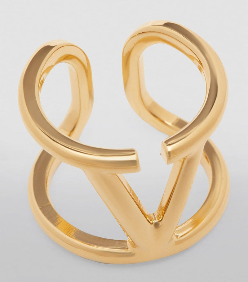 Valentino Garavani VLogo Signature ring in gold-tone brass, imported from the UK