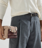 Brunello Cucinelli cotton-linen wash bag with leather trims (British brand)