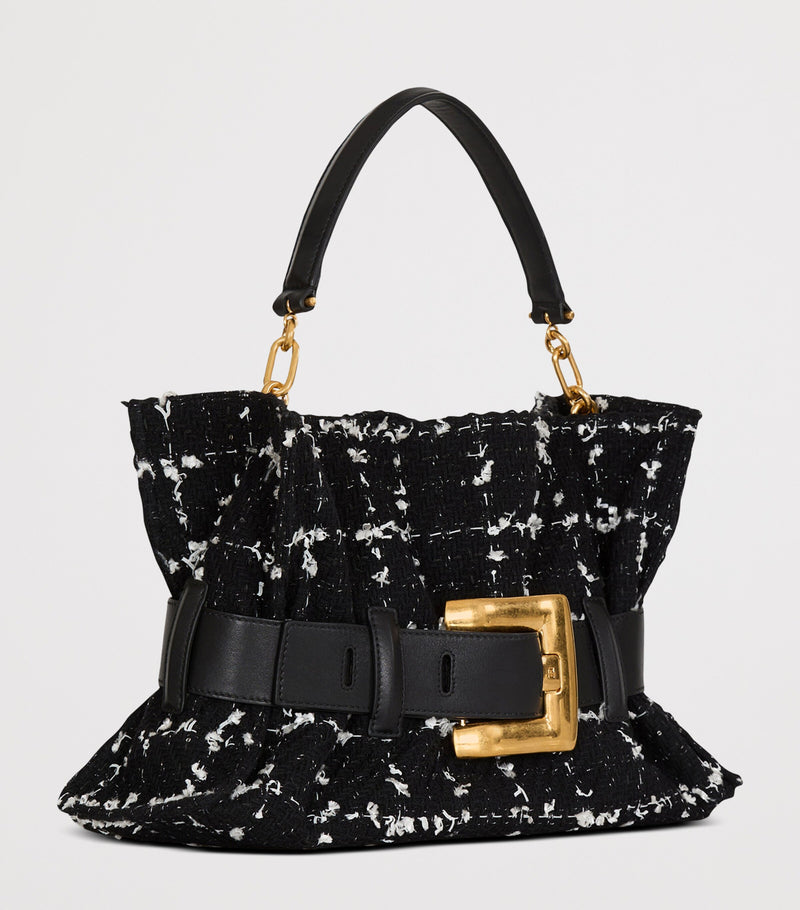 Balmain Anthem shoulder bag medium tweed, imported from the UK