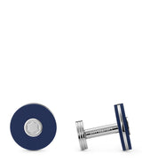 Harrods Montblanc Stainless Steel Cufflinks with Blue Resin- Buy online at McGrocer
