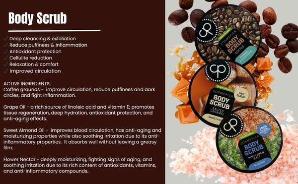 COSMEPICK Coffee Body Scrub triple pack 3x250g - British product