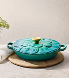 Le Creuset cast iron petal shallow casserole 26cm, imported from the UK