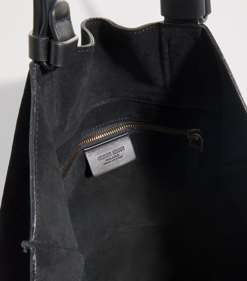 Giorgio Armani suede leather-trim tote bag, imported from the UK