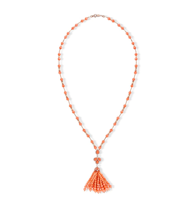 David Morris rose gold and diamond tassel necklace - British product