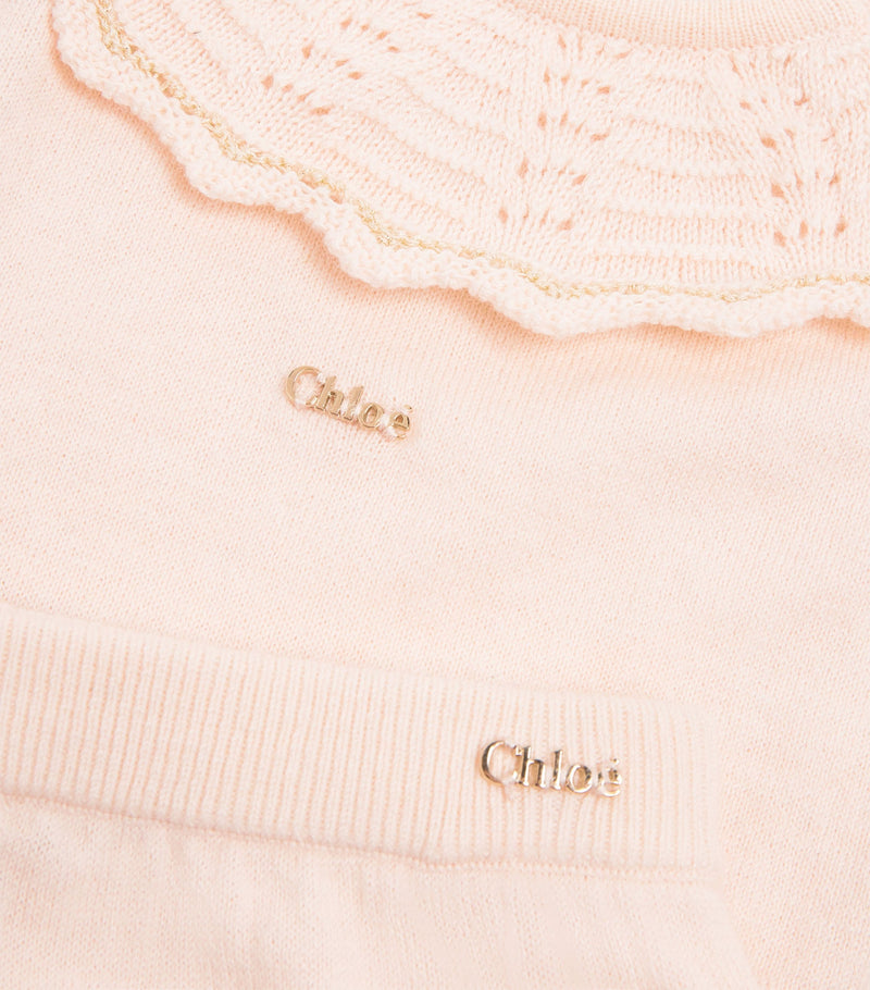 Chloé Kids cotton-cashmere cardigan and trousers set 3-18 months - British product