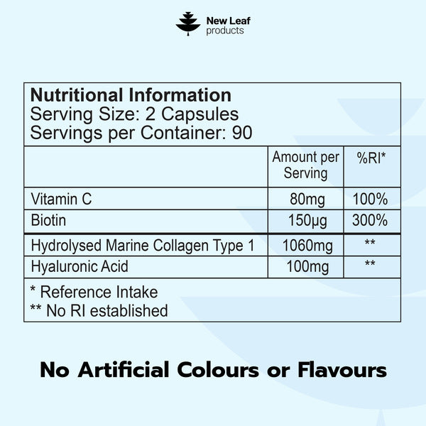 New Leaf marine collagen capsules 1060mg Type 1 (British brand)