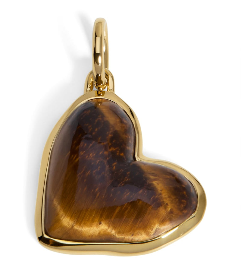Monica Vinader gold vermeil heart pendant with tiger's eye, imported from the UK
