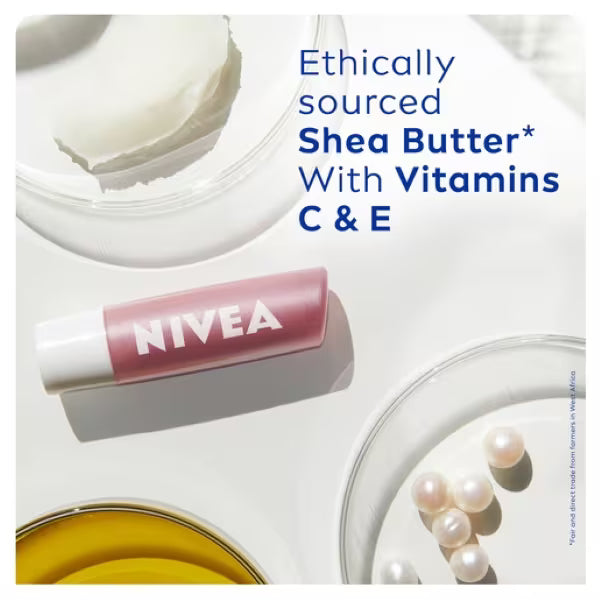 Nivea 24H Moisture Pearly Shine Lip Balm 4.8g, imported from the UK