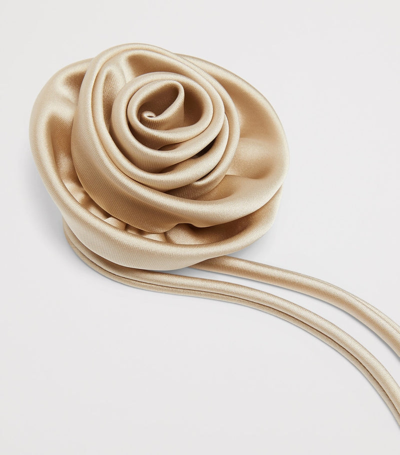 Max Mara satin flower brooch with rose motif (British brand)