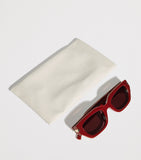 Le Specs Cubito cat eye sunglasses burgundy frames, imported from the UK