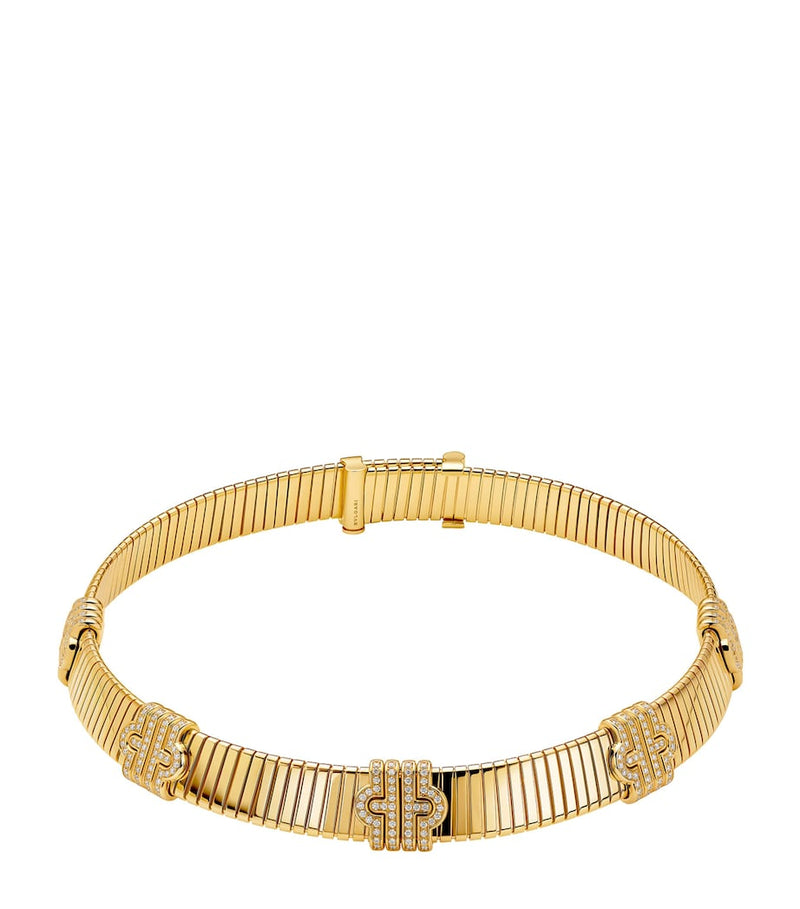 Bvlgari Tubogas necklace gold diamond (British brand)