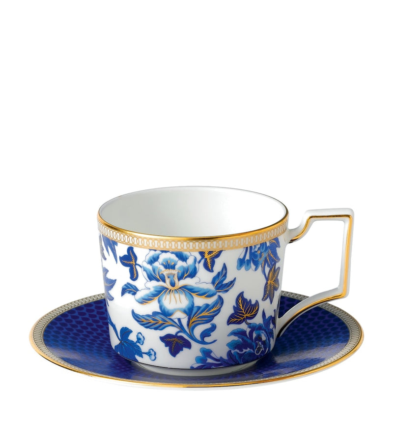 Wedgwood Hibiscus fine bone china teacup and saucer, UK version