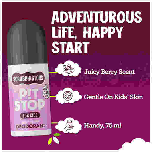 Scrubbingtons natural kids deodorant Very Berry, imported from the UK