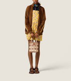 Miu Miu beaded mesh bucket bag with wood and calfskin, (British brand)
