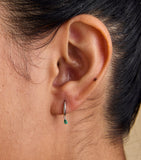 Astrid & Miyu white gold emerald pear huggie earrings - British product