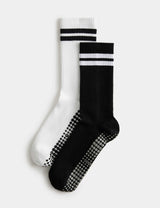 M&S Goodmove 2pk Cotton Blend Stripe Yoga Socks- Buy online at McGrocer