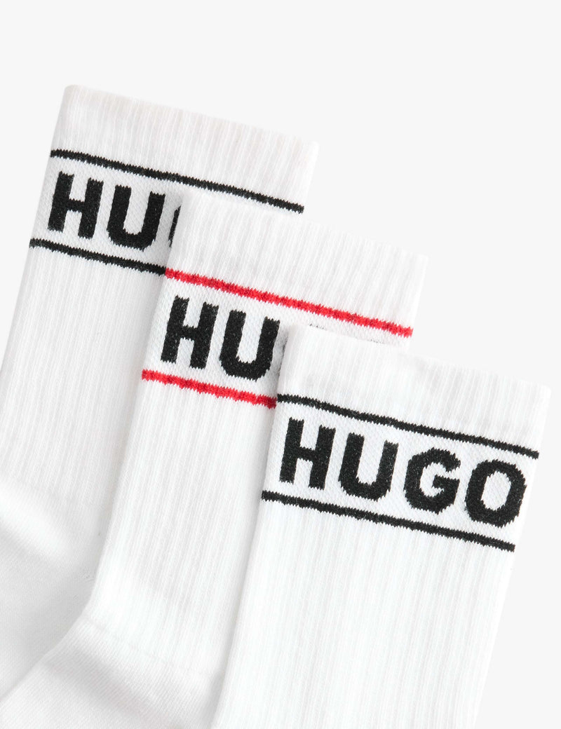 HUGO cotton rich ribbed ankle socks 3 pack, imported from the UK