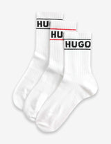 M&S HUGO Cotton Rich Logo Ribbed Ankle Socks 3 Pack- Buy online at McGrocer