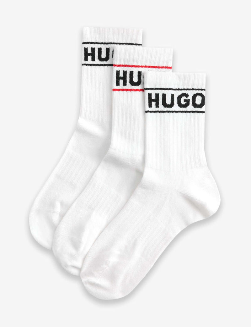 HUGO cotton rich ribbed ankle socks 3 pack, imported from the UK