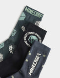 Minecraft 3 pack cotton-rich socks size 6-7, imported from the UK
