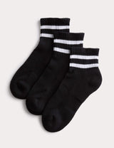 M&S Goodmove 3 Pack Cotton Rich Striped Quarter Socks- Buy online at McGrocer