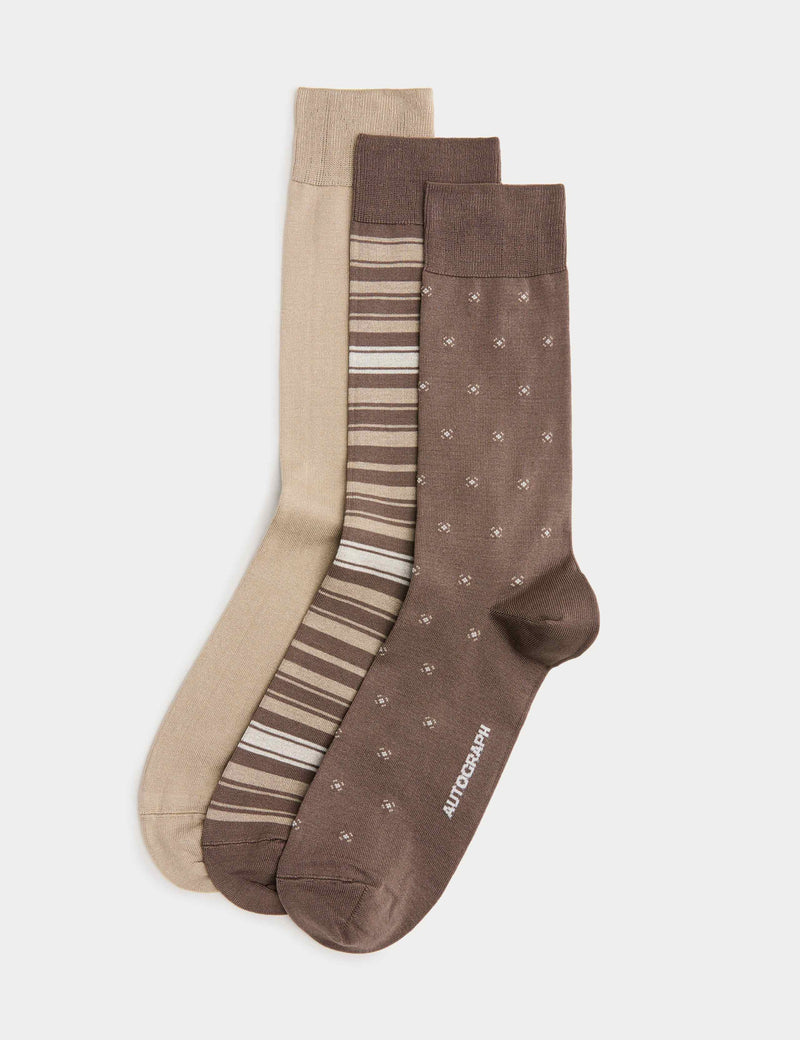 Autograph 3 pack mercerised cotton rich socks (British brand)