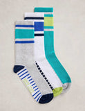 White Stuff ribbed striped ankle socks 3 pack, imported from the UK