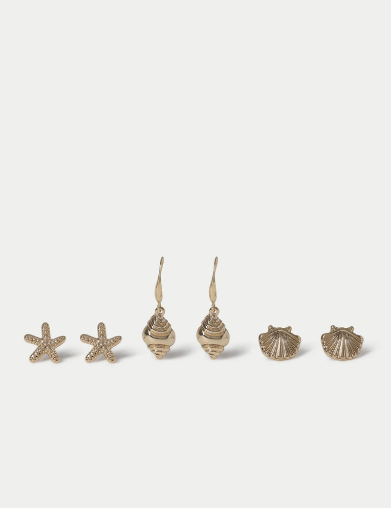 Shell starfish earrings 3 pack, imported from the UK