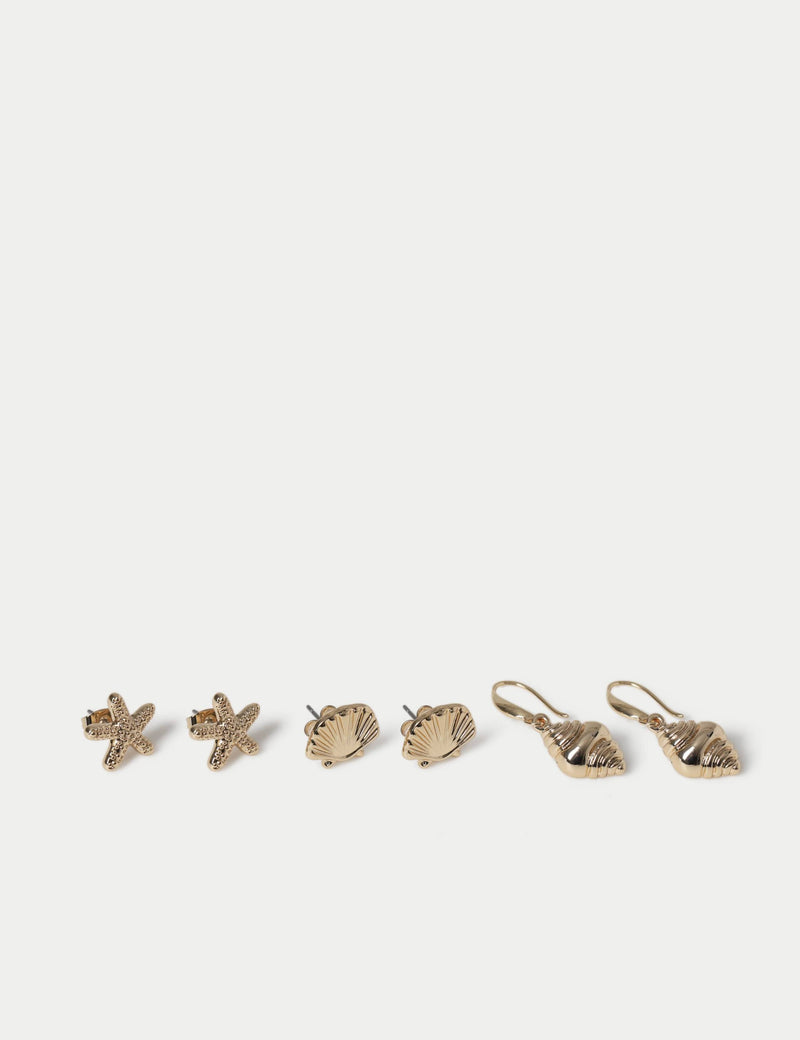 Shell starfish earrings 3 pack, imported from the UK