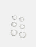 Accessorize 3 pack sterling silver plated hoop earrings set, imported from the UK