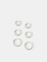 M&S Accessorize 3 Pack Sterling Silver Plated Hoop Earrings 1.5 cm- Buy online at McGrocer
