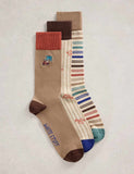 White Stuff 3 pack striped lobster socks, imported from the UK