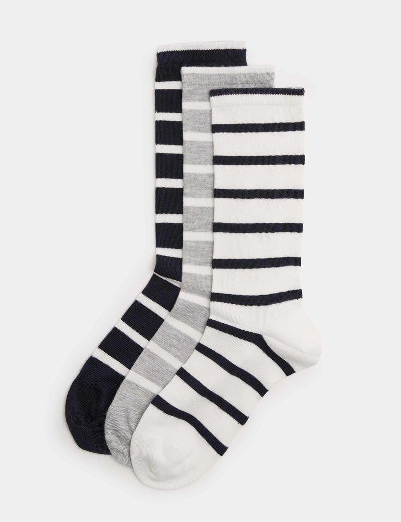 M&S supersoft striped crew socks pack of 3 - British product