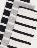 M&S supersoft striped crew socks pack of 3 - British product