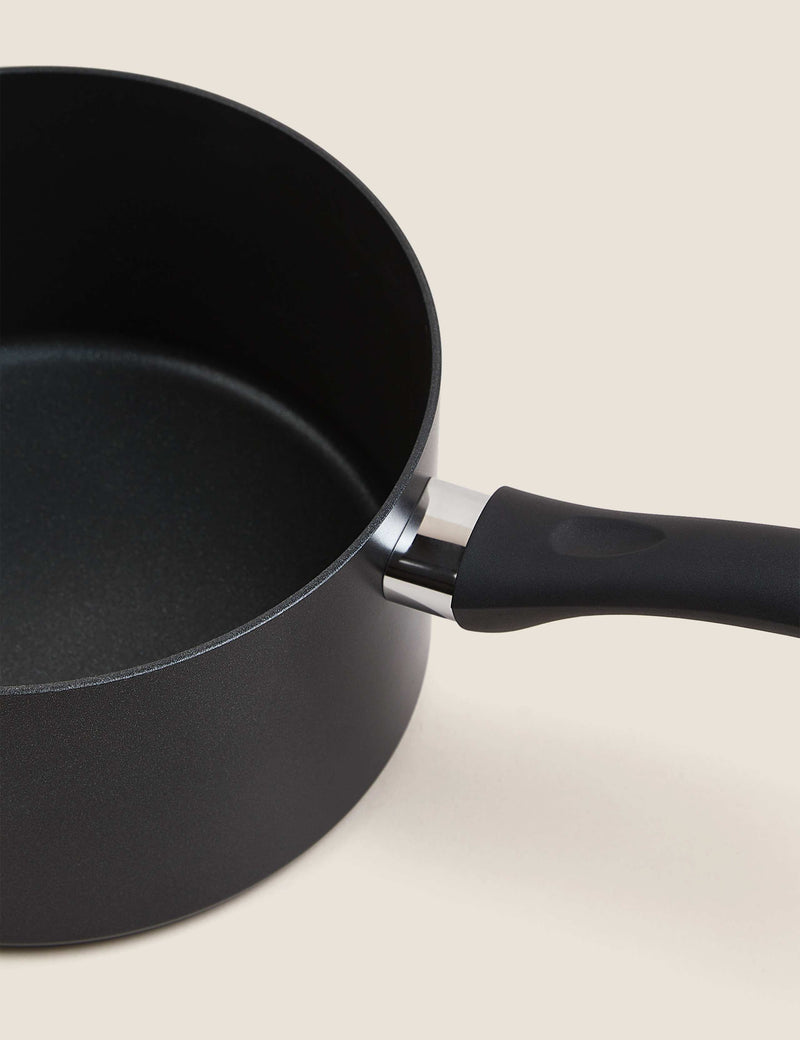 Black aluminium non-stick saucepan set 16cm 18cm 20cm, imported from the UK