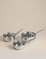 M&S Stainless Steel 3 Piece Saucepan Set- Buy online at McGrocer