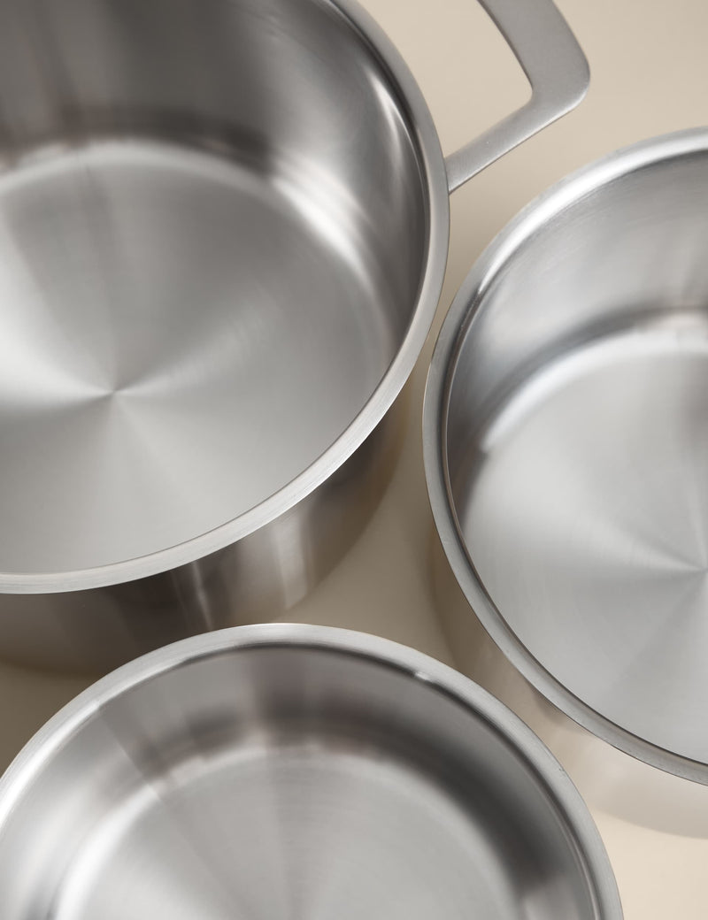 M&S 3-piece stainless steel saucepan set 16cm 18cm 20cm - British product